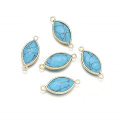 Gemstone Faceted Horse Eye Double Rings Base Metal Connectors, Approx 12x25mm, Sell by Piece