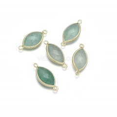 Gemstone Faceted Horse Eye Double Rings Base Metal Connectors, Approx 12x25mm, Sell by Piece