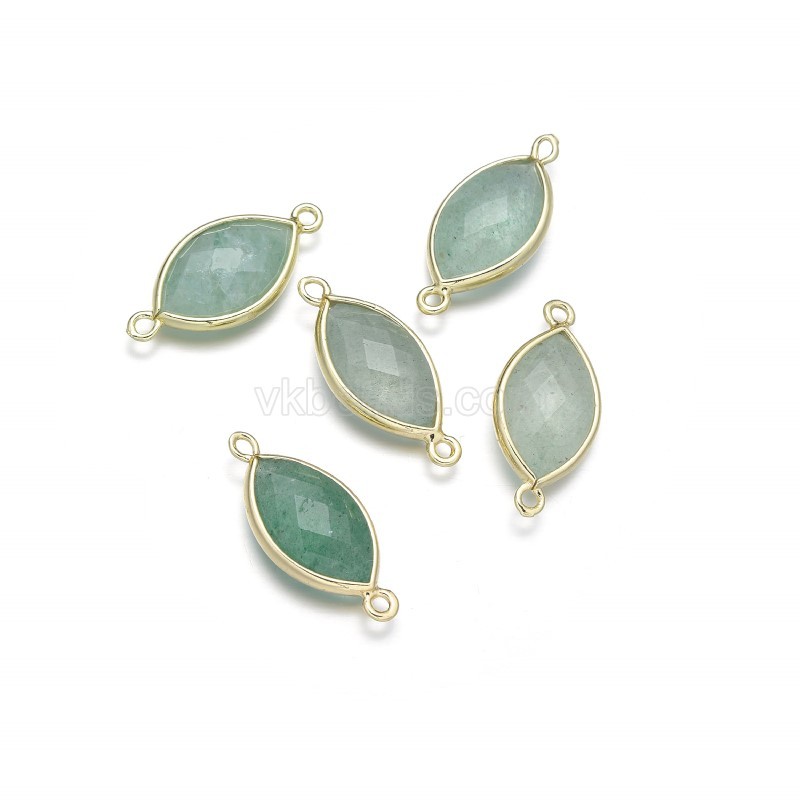 Gemstone Faceted Horse Eye Double Rings Base Metal Connectors, Approx 12x25mm, Sell by Piece
