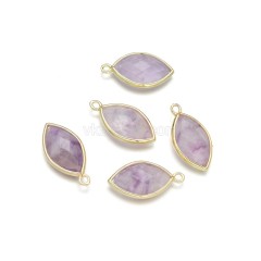 Gemstone Faceted Horse Eye  Charms, with Base Metal Edge, Approx 11.5x22mm, Sell by Piece