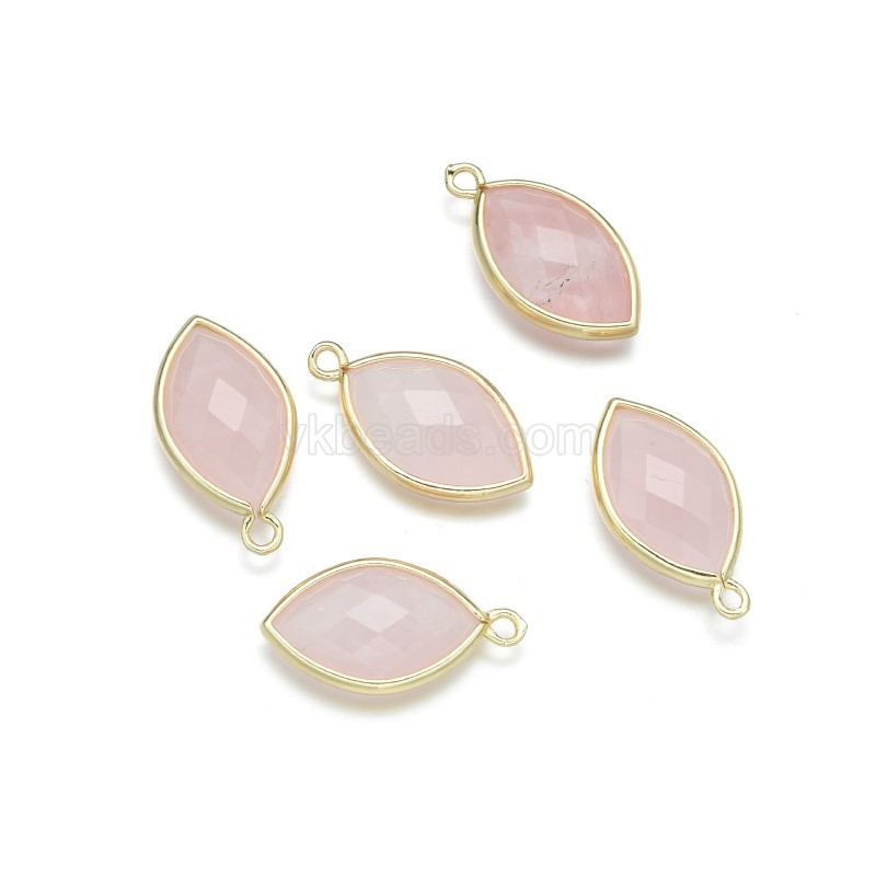 Gemstone Faceted Horse Eye  Charms, with Base Metal Edge, Approx 11.5x22mm, Sell by Piece