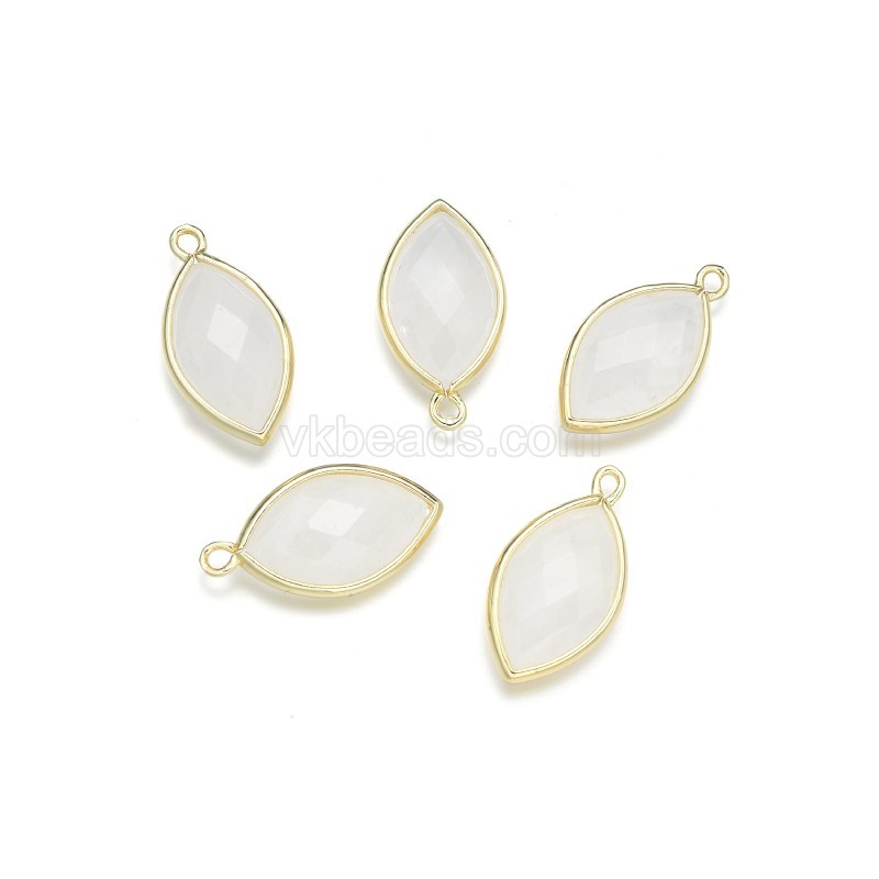Gemstone Faceted Horse Eye Charms, with Gold Plated Base Metal Findings, Approx 11.5x22mm, Sell by Piece