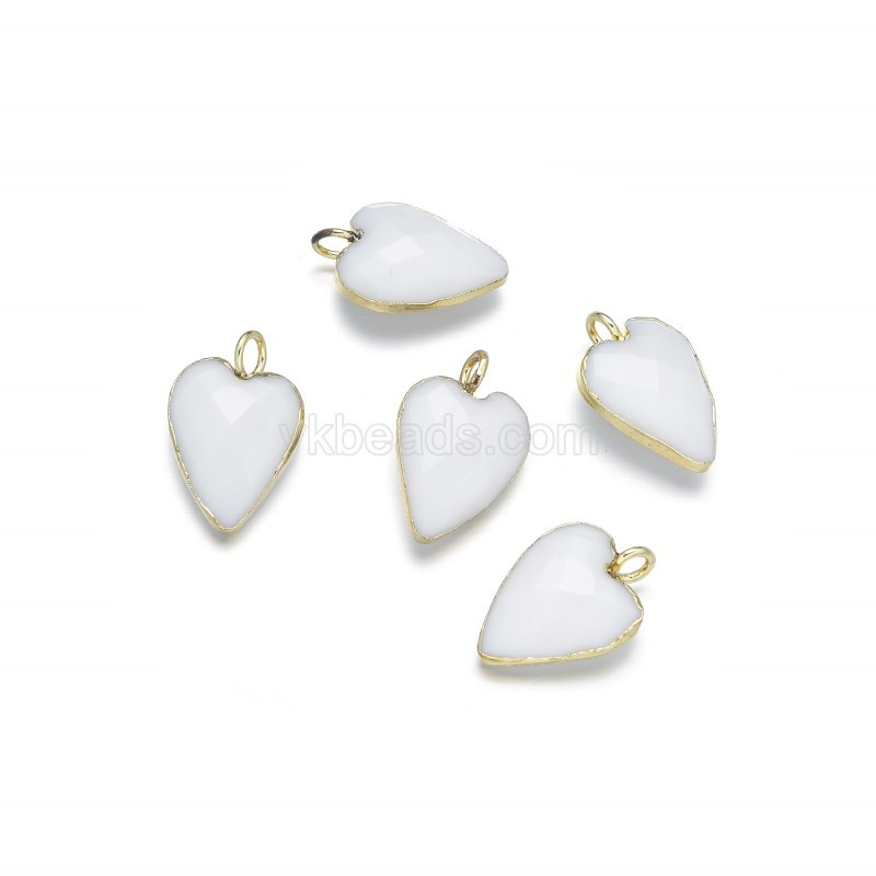 Gemstone Faceted Puffy Heart  Charms, with Base Metal Edge, Approx 12x18mm, Sell by Piece