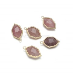 Gemstone Faceted Hexagon  Charms, with Base Metal Edge, Approx 13x23mm, Sell by Piece