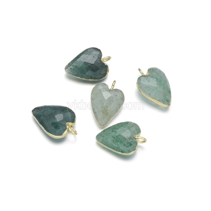 Gemstone Faceted Puffy Heart  Charms, with Base Metal Edge, Approx 12x18mm, Sell by Piece