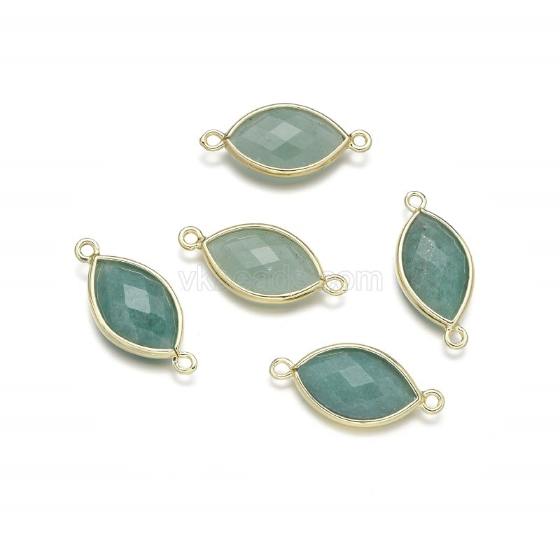 Gemstone Faceted Horse Eye Double Rings Base Metal Connectors, Approx 12x25mm, Sell by Piece