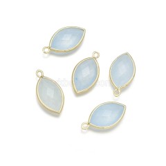 Gemstone Faceted Horse Eye Charms, with Gold Plated Base Metal Findings, Approx 11.5x22mm, Sell by Piece