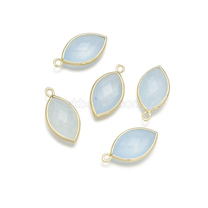 Gemstone Faceted Horse Eye Charms, with Gold Plated Base Metal Findings, Approx 11.5x22mm, Sell by Piece