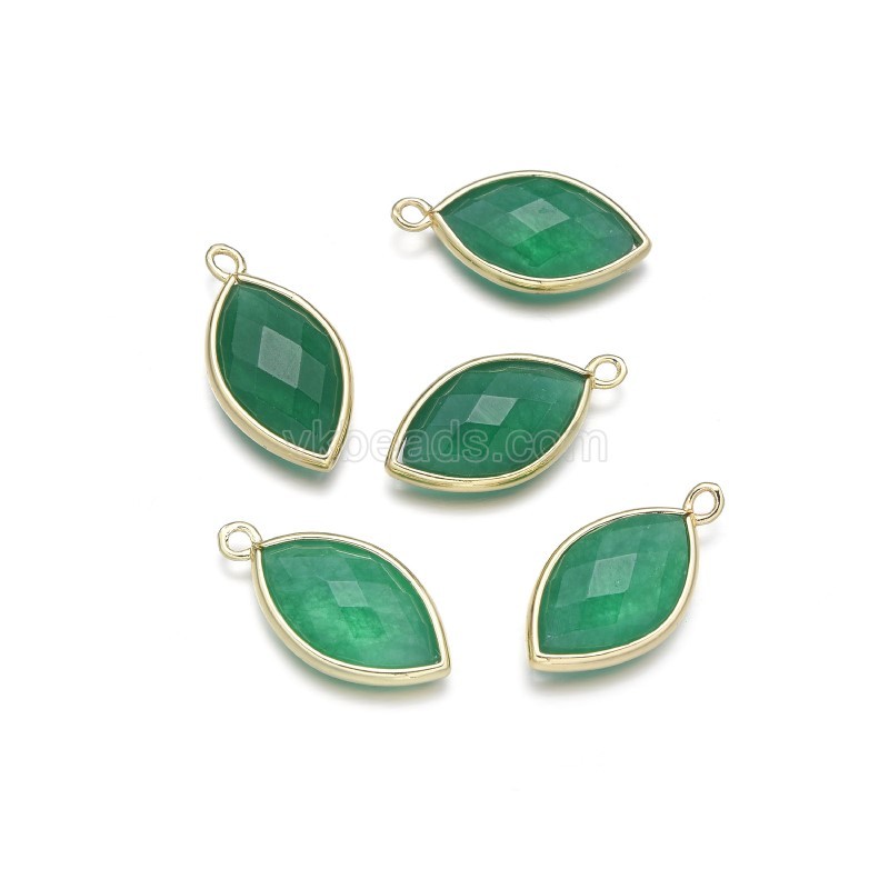 Gemstone Faceted Horse Eye Charms, with Gold Plated Base Metal Findings, Approx 11.5x22mm, Sell by Piece