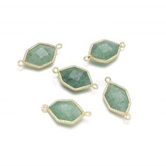 Gemstone Faceted Hexagon Double Rings Connectors with Base Metal Edge, Approx 13x25mm, Sell by Piece