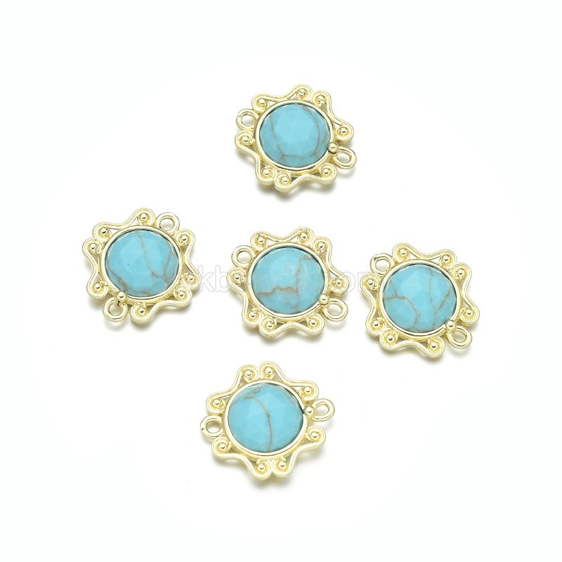 Gemstone Faceted Round Charms, with Gold Plated Findings, Approx 17mm, Sell by Piece