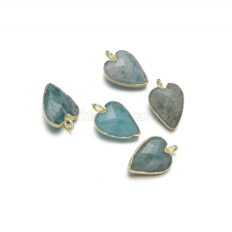 Gemstone Faceted Puffy Heart  Charms, with Base Metal Edge, Approx 12x18mm, Sell by Piece