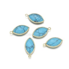Gemstone Faceted Horse Eye Charms, with Gold Plated Base Metal Findings, Approx 11.5x22mm, Sell by Piece