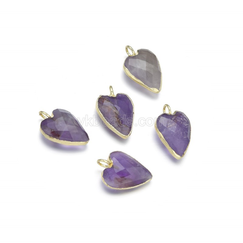 Gemstone Faceted Puffy Heart  Charms, with Base Metal Edge, Approx 12x18mm, Sell by Piece