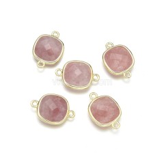 Gemstone Faceted Square Double Rings Base Metal Connectors, Approx 14mm, Sell by Piece