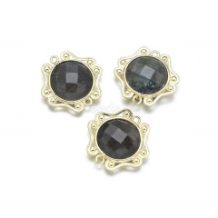 Gemstone Faceted Round Charms, with Silver Plated Base Metal Findings, Approx 24mm, Sell by Piece