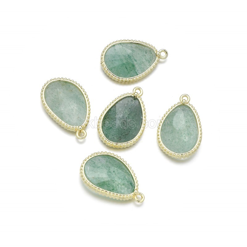 Gemstone Faceted Egg Charms, with Gold Plated Base Metal Findings, Approx 14.5x23mm, Sell by Piece