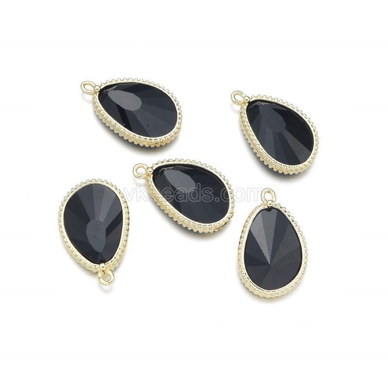 Gemstone Faceted Egg Charms, with Gold Plated Base Metal Findings, Approx 14.5x23mm, Sell by Piece