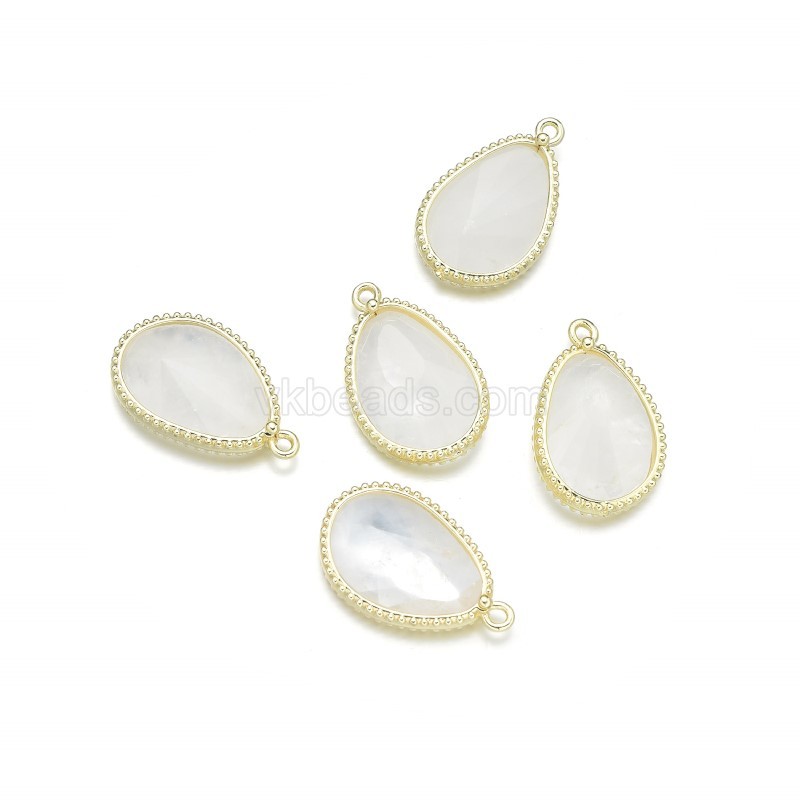 Gemstone Faceted Egg Charms, with Gold Plated Base Metal Findings, Approx 14.5x23mm, Sell by Piece