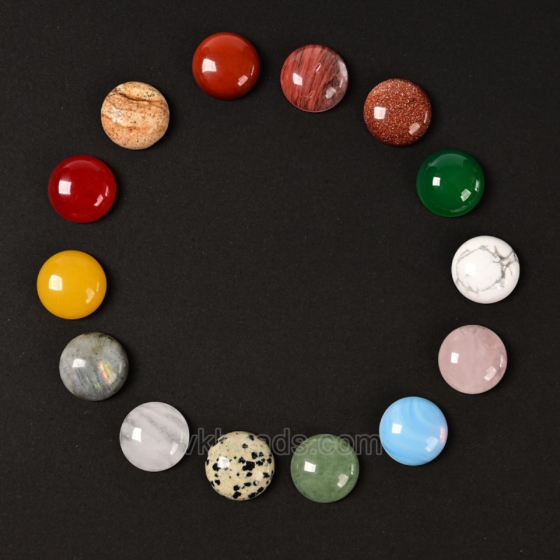 Natural Gemstone Smooth Round Cabochons, Approx 6-25mm(±0.2mm), Sell by Piece