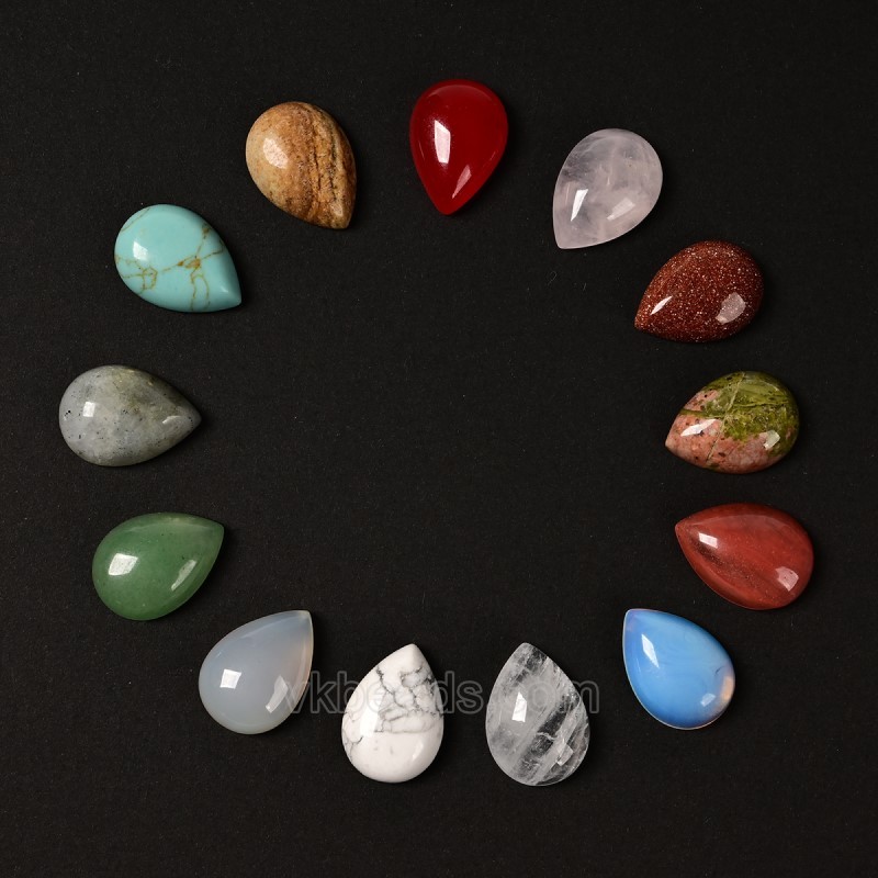Natural Gemstone Smooth Tear Drop Cabochons, Approx 6x8-30x40mm(±0.2mm), Sell by Piece