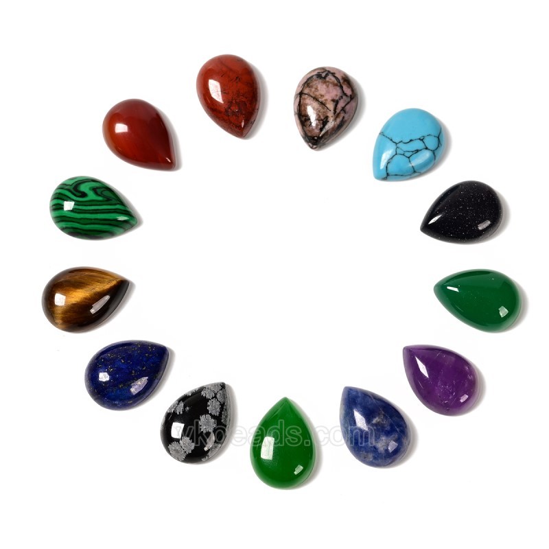 Natural Gemstone Smooth Tear Drop Cabochons, Approx 6x8-30x40mm(±0.2mm), Sell by Piece