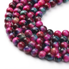Fuchsia Blue Tiger Eye Smooth Rounds, Approx 6-12mm, 38cm/strand