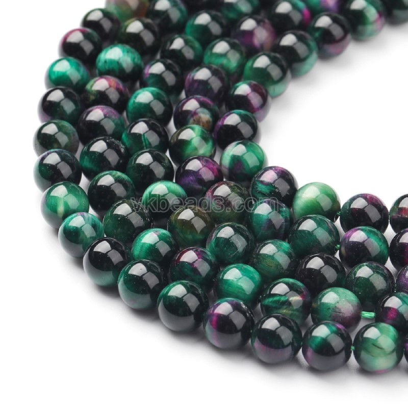 Green Fuchsia Tiger Eye Smooth Rounds, Approx 6-12mm, 38cm/strand
