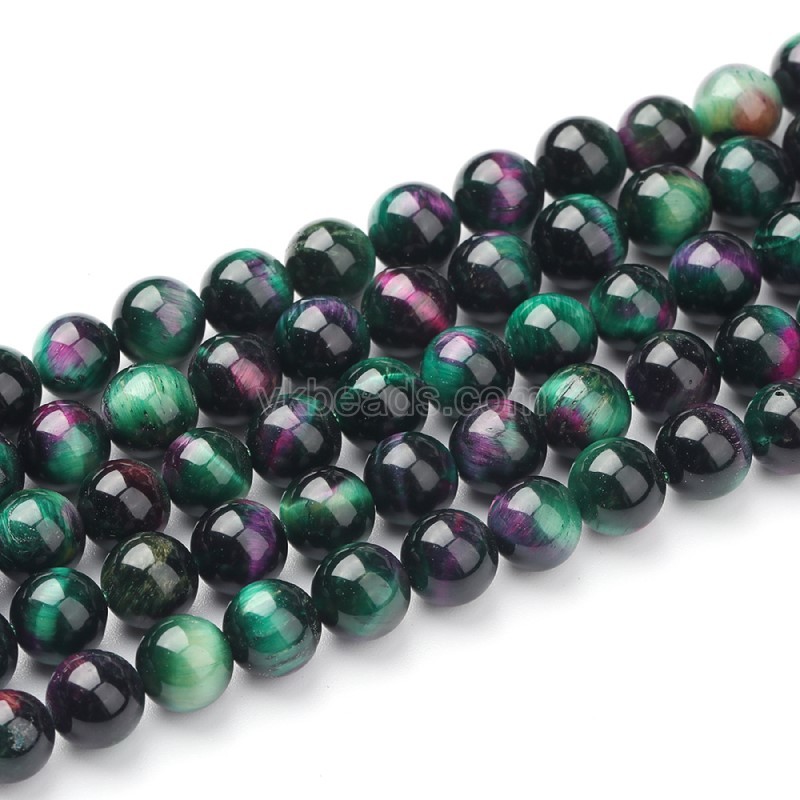 Green Fuchsia Tiger Eye Smooth Rounds, Approx 6-12mm, 38cm/strand