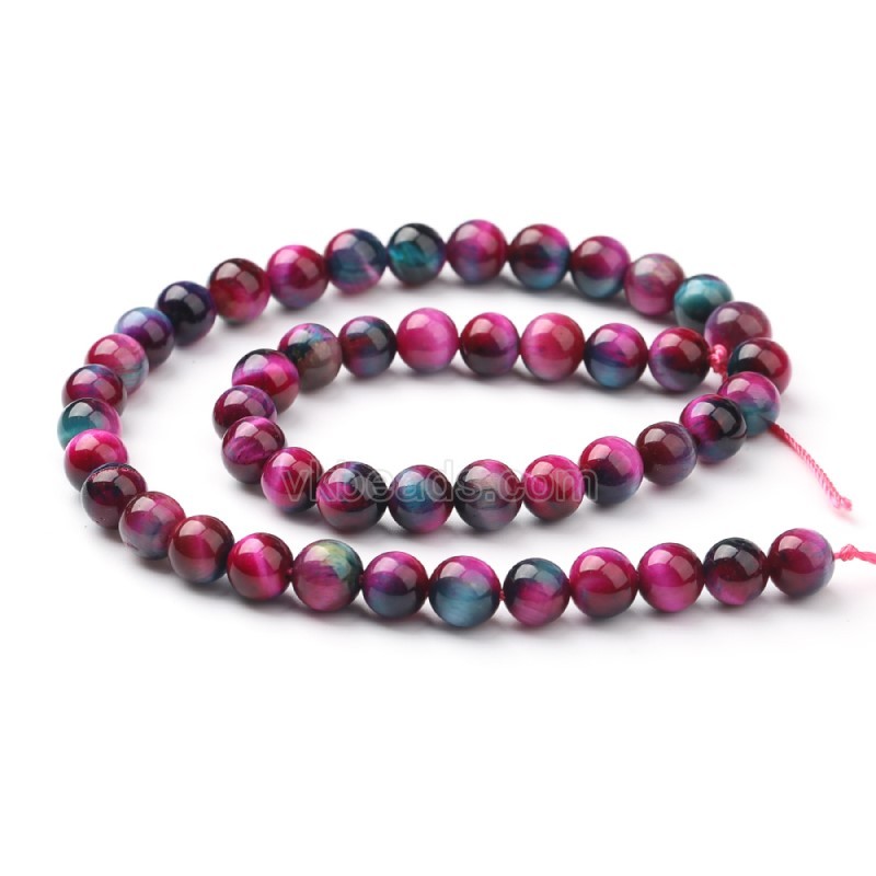 Fuchsia Blue Tiger Eye Smooth Rounds, Approx 6-12mm, 38cm/strand