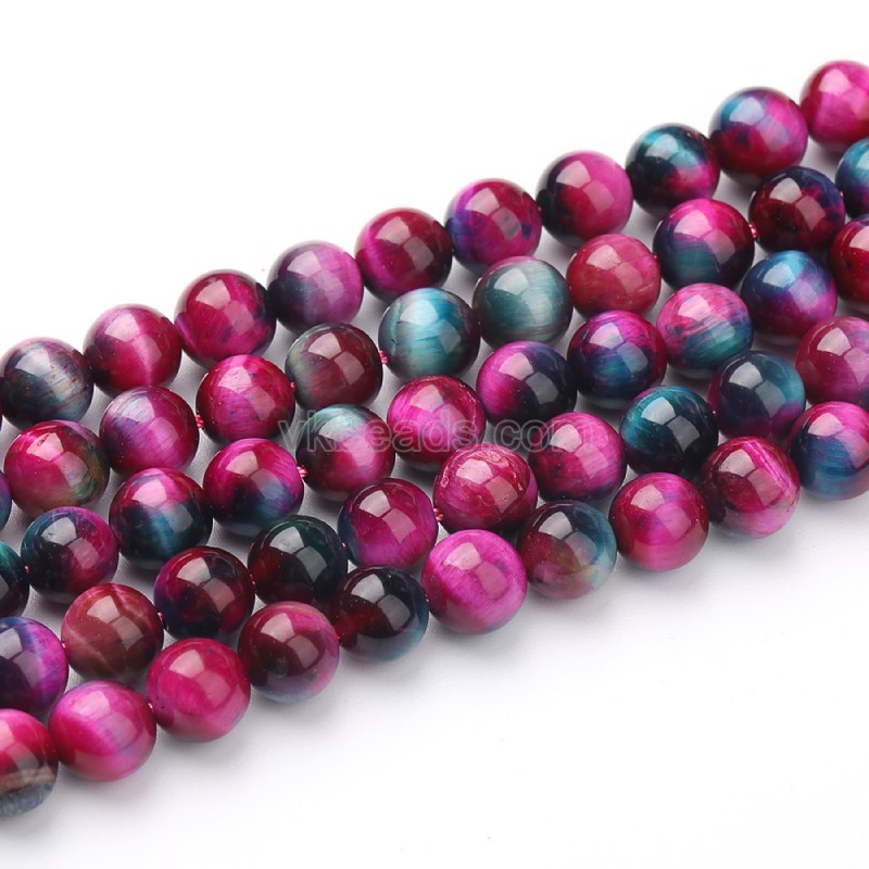 Fuchsia Blue Tiger Eye Smooth Rounds, Approx 6-12mm, 38cm/strand