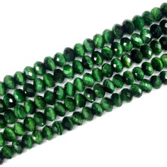 Green Tiger Eye Faceted Rondelles, Approx 4x6-6x10mm, 38cm/strand