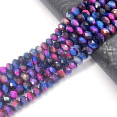 Purple Blue Tiger Eye Faceted Rondelles, Approx 4x6-6x10mm, 38cm/strand