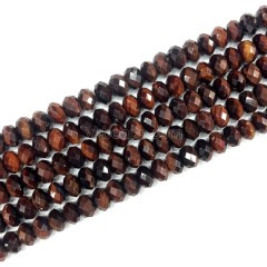 Red Tiger Eye Faceted Rondelles, Approx 4x6-5x8mm, 38cm/strand