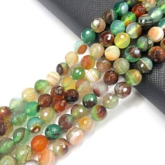 Brown Green Lace Agate/Banded Agate Faceted Rounds, 128 Facets, Approx 6-12mm, 38cm/strand