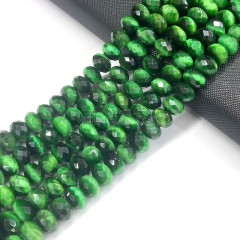 Green Tiger Eye Faceted Rondelles, Approx 4x6-6x10mm, 38cm/strand