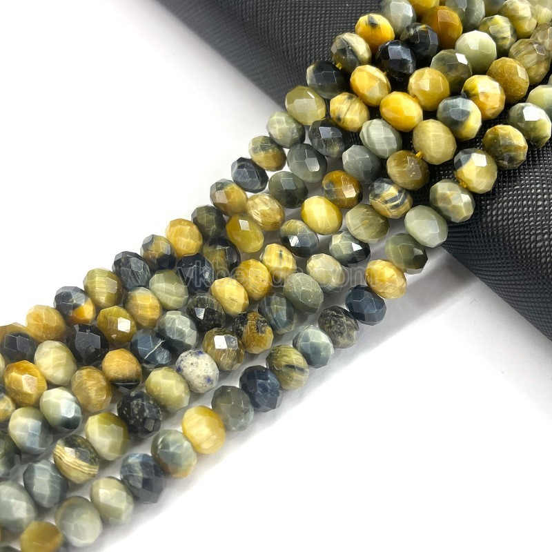 Dream Tiger Eye Faceted Rondelles, Approx 4x6-6x10mm, 38cm/strand