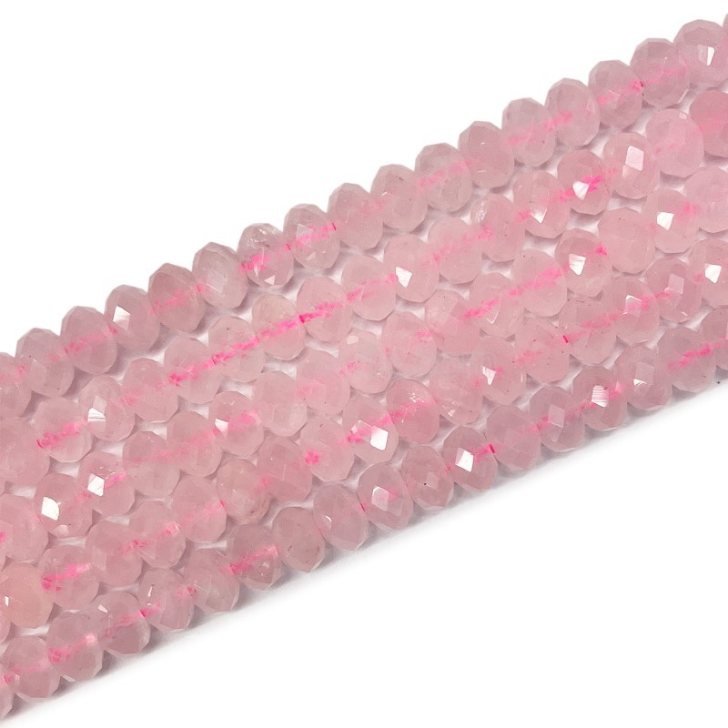 Rose Quartz Faceted Rondelles, Approx 4x6-5x8mm, 38cm/strand