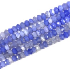 Blue Chalcedony Color Lace Agate/Banded Agate Faceted Rondelles, Approx 4x6-6x10mm, 38cm/strand