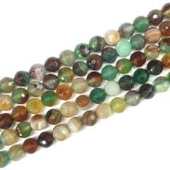 Brown Green Lace Agate/Banded Agate Faceted Rounds, 128 Facets, Approx 6-12mm, 38cm/strand