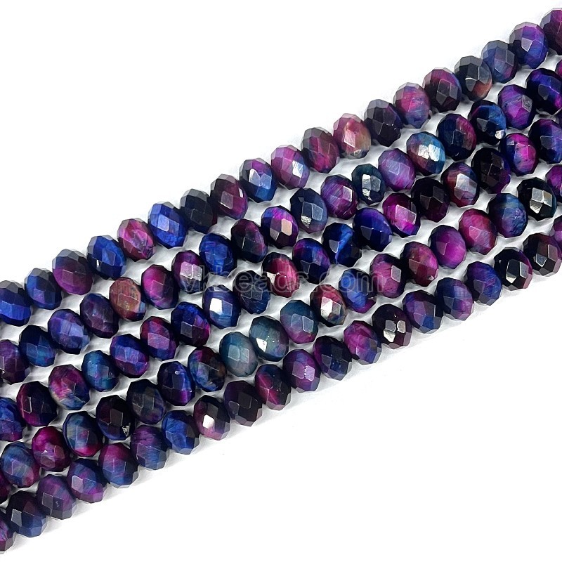 Purple Blue Tiger Eye Faceted Rondelles, Approx 4x6-6x10mm, 38cm/strand