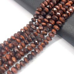 Red Tiger Eye Faceted Rondelles, Approx 4x6-5x8mm, 38cm/strand
