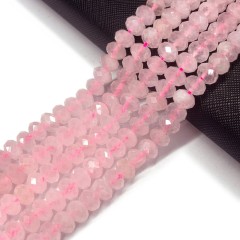 Rose Quartz Faceted Rondelles, Approx 4x6-5x8mm, 38cm/strand