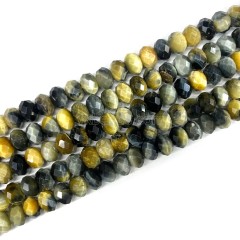 Dream Tiger Eye Faceted Rondelles, Approx 4x6-6x10mm, 38cm/strand