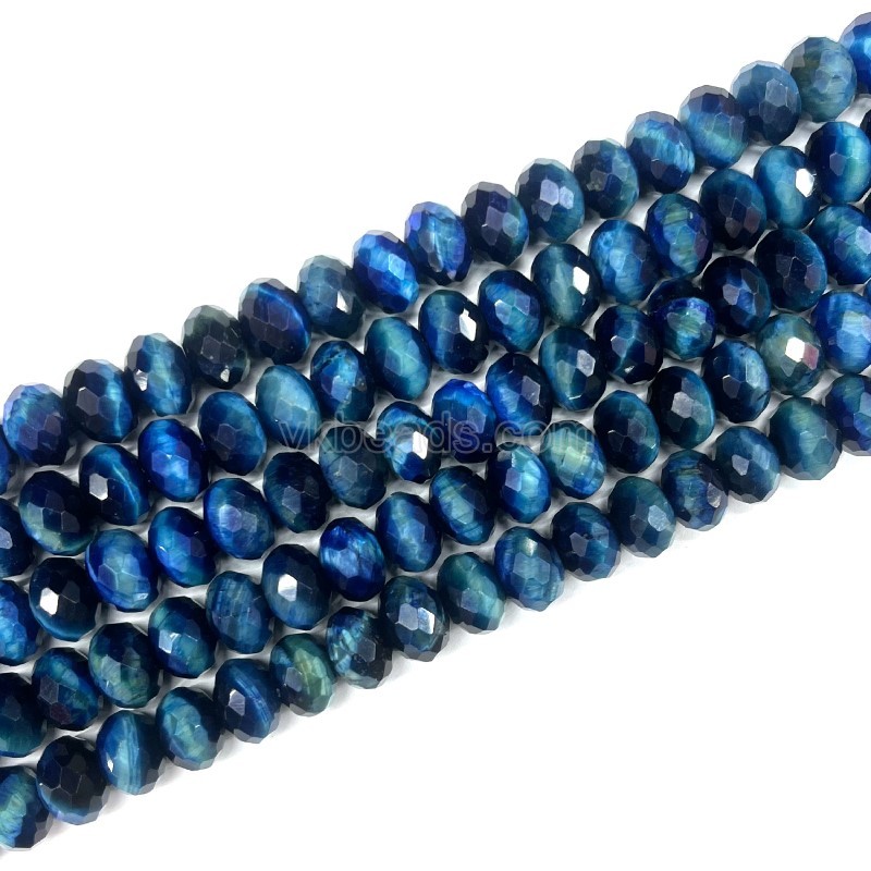 Sky Blue Tiger Eye Faceted Rondelles, Approx 4x6-6x10mm, 38cm/strand