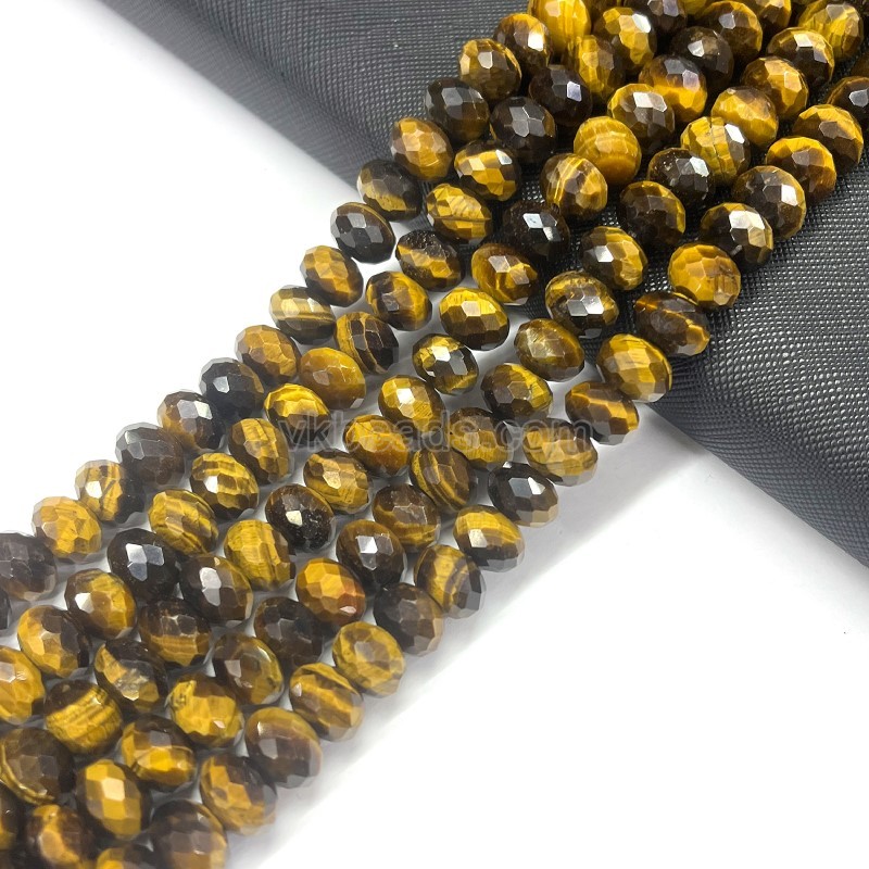 Yellow Tiger Eye Faceted Rondelles, Approx 4x6-8x12mm, 38cm/strand