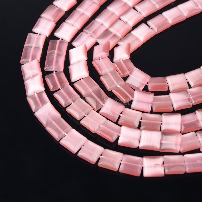 Pink Cats Eye Squares, Approx 10mm, 38cm/strand