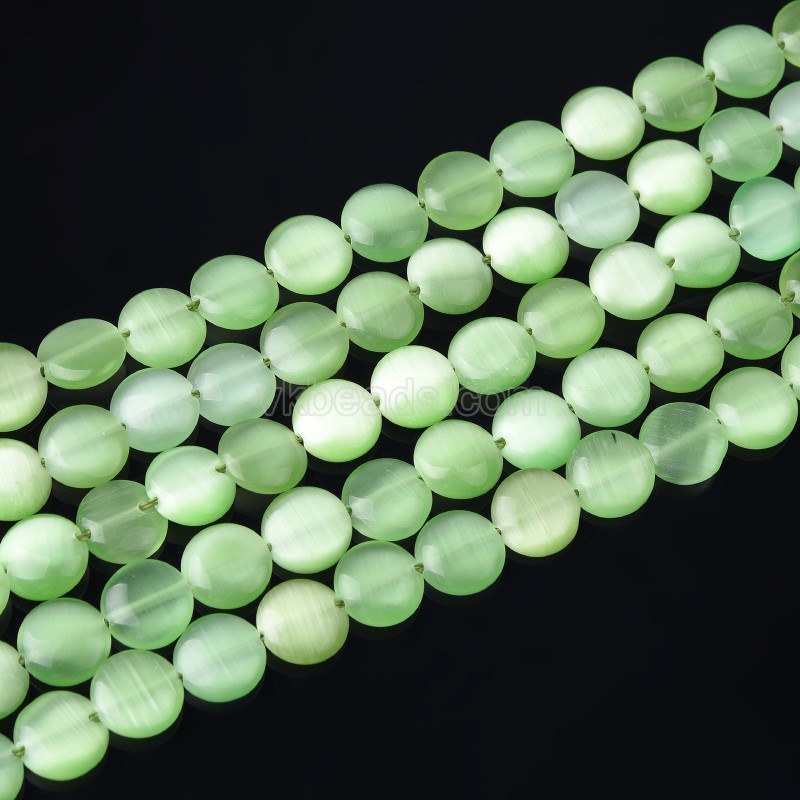 Cats Eye Smooth Coins, Approx 12mm, 38cm/strand