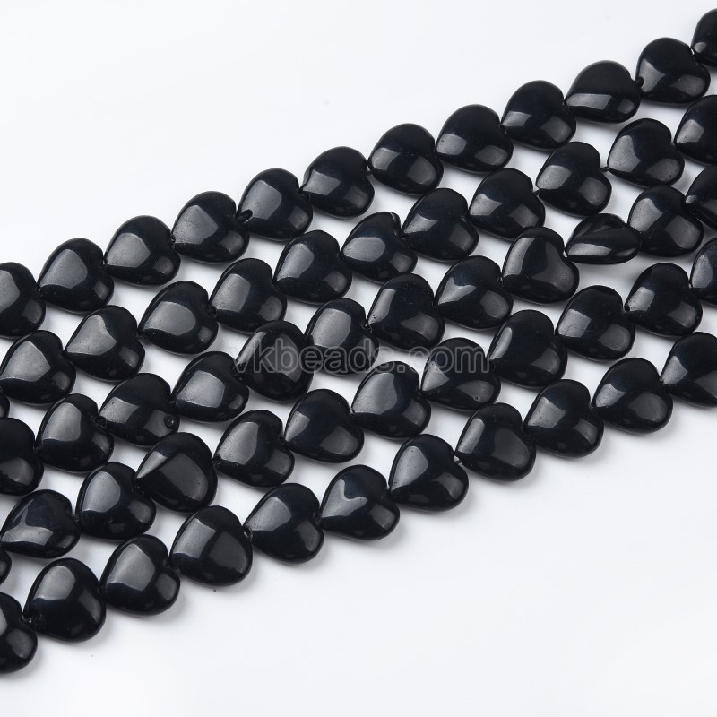 Black/Beige Cats Eye Through-drilled Smooth Puffy Hearts, Approx 12mm, 38cm/strand