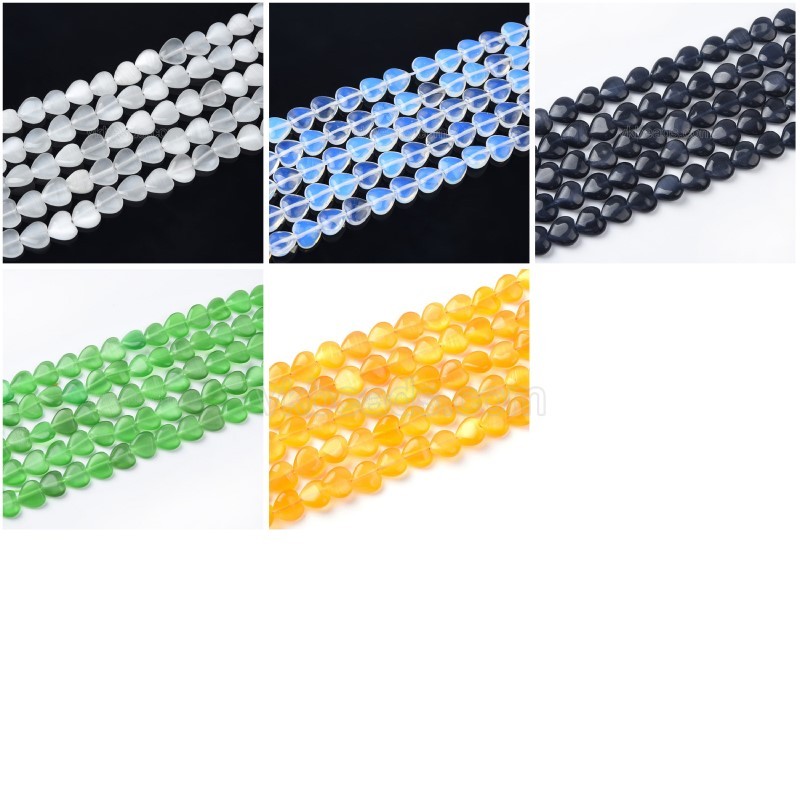 Cats Eye Smooth Puffy Hearts, Approx 10mm, 38cm/strand